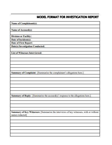 workplace investigation report template word free